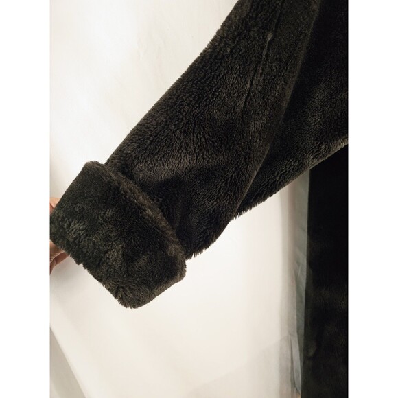 Vintage Brown Faux Fur Swing Coat Plush Satin Lined Womens Jacket Heavy Winter M - Picture 7 of 8